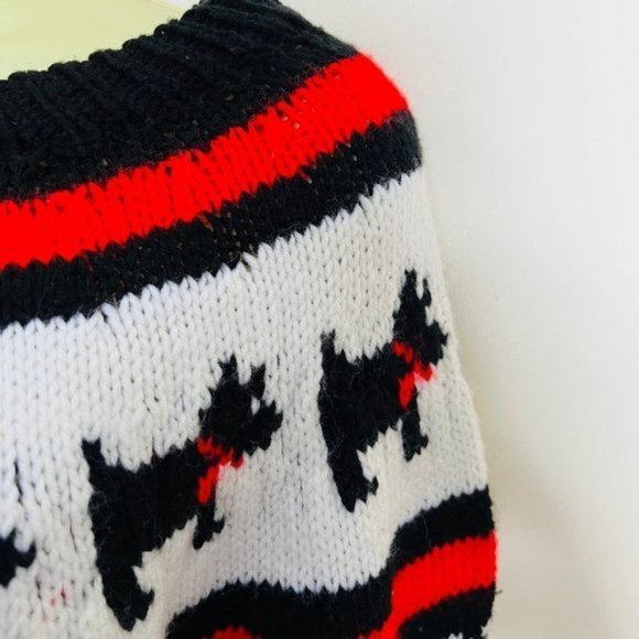 Vintage Dog Fair isle Icelandic Sweater-Chunky-hand-knit Red Winter-Fisherman .M - Picture 5 of 5